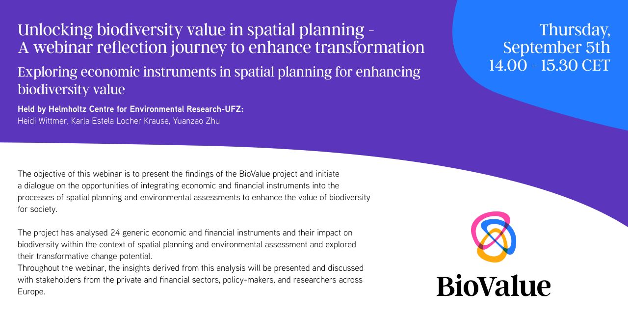 Webinar "Exploring economic instruments in spatial planning for enhancing biodiversity value"